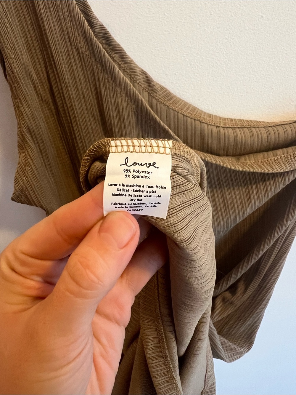 One-Shoulder Ribbed Dress in Taupe - Picture 9 of 9